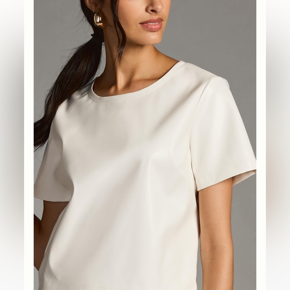 Porridge Collin Faux-Leather Short-Sleeve Top